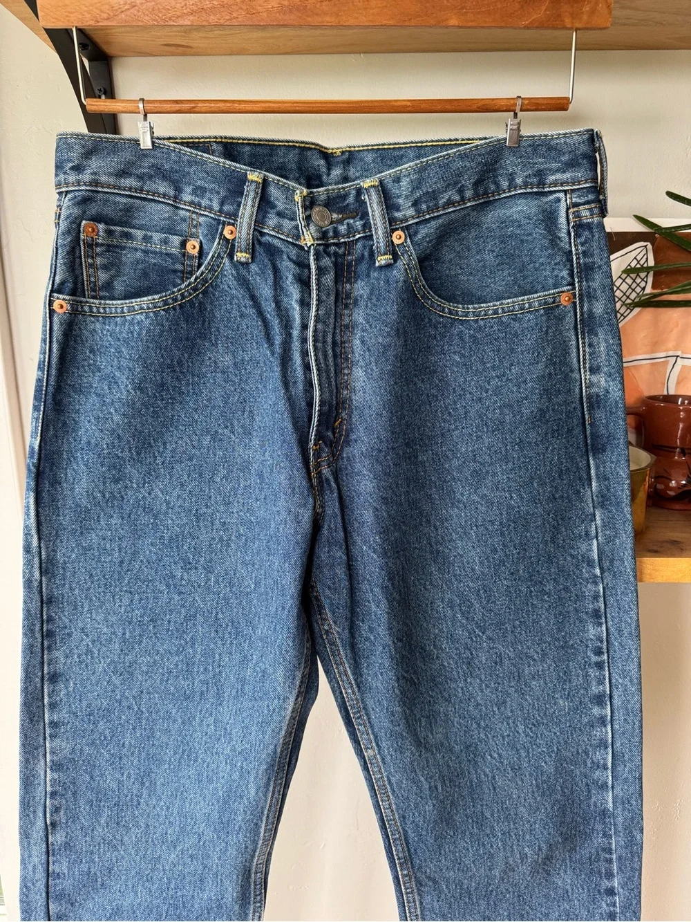 Vintage Y2K Levis 505 Dark Blue Classic Rinse Denim Jeans Size 32 x 34